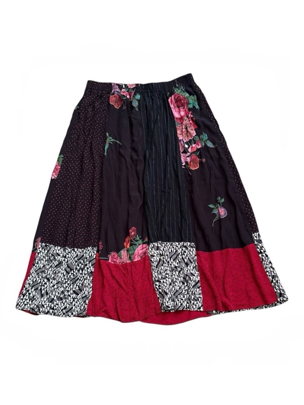 Vintage Carole Little II Womens Plus 16W Midi Patchwork Floral Elastic Waist - Picture 1 of 5